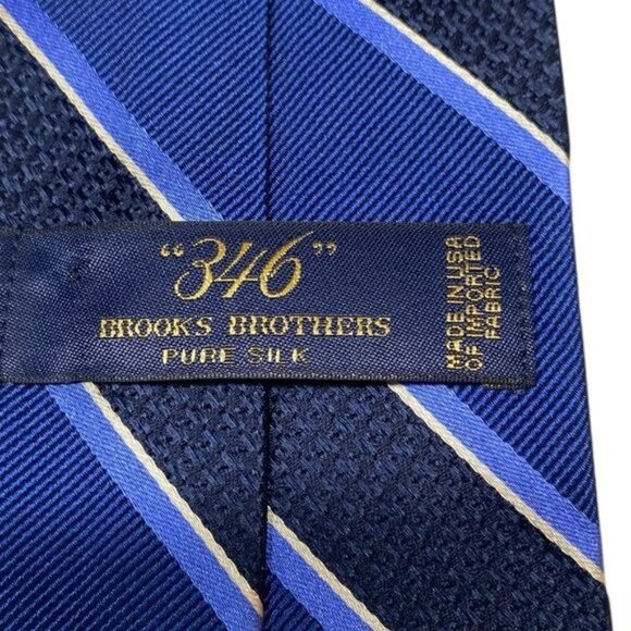 Brooks Brothers 346 Pure Silk Tie Quiet Luxury Old Money‎ Blue Striped Formal - Picture 4 of 6